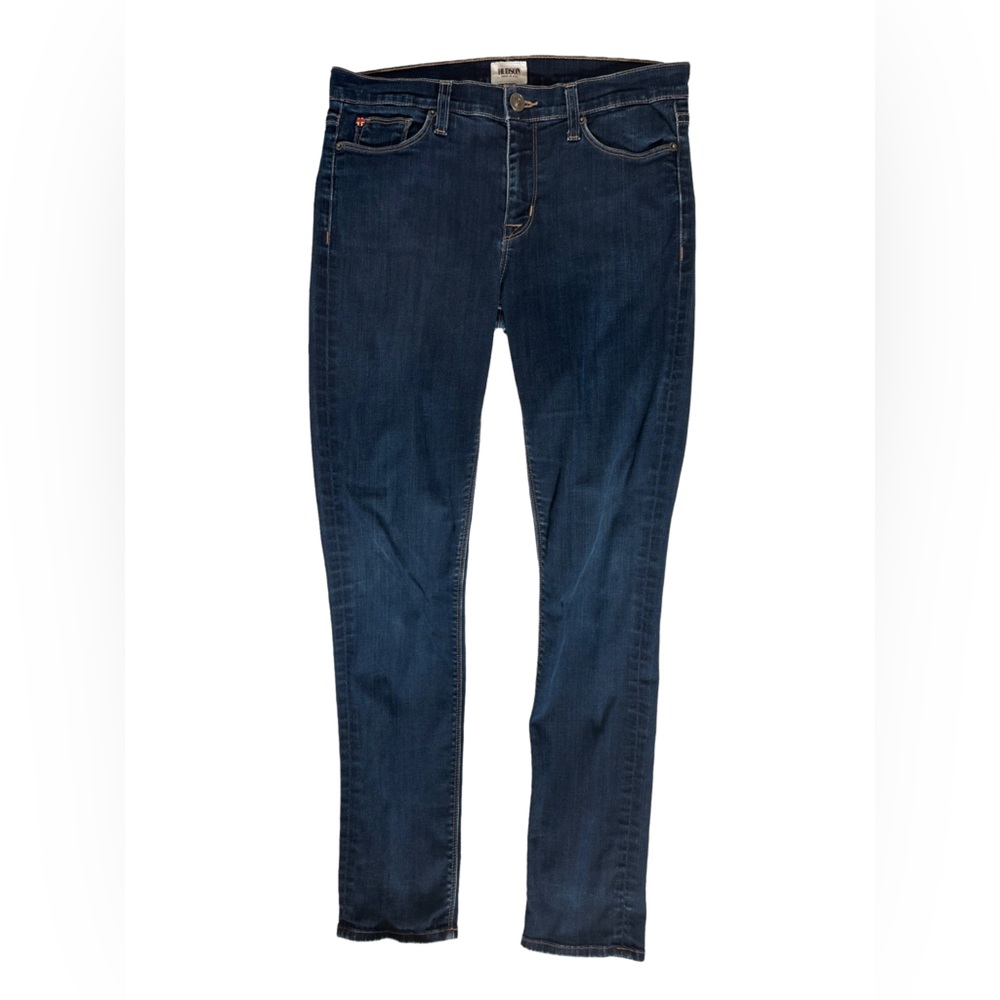 Hudson Jeans Women’s Dark Indigo Shine Mid-Rise Skinny Jeans - Picture 3 of 7